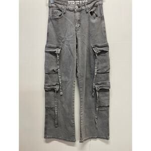 VIP Women's Gray Cargo Jeans Size 0 - Has Hanging Straps From Pockets Y2K